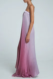 Sexy Gradient Color Pleated Contrast Strapless Strapless Dresses