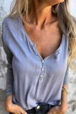 Casual Daily Solid Color Buttons V Neck Tops(7 Colors)