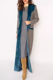 Casual Street Plaid Patchwork Contrast Turndown Collar Outerwear