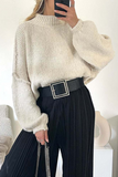 Casual Daily Patchwork Weave Half A Turtleneck Sweaters(5 Colors)