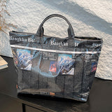 Casual Daily Newspaper printing Zipper Bags(3 Colors)