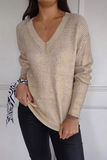 Casual Daily Patchwork V Neck Sweaters(5 Colors)