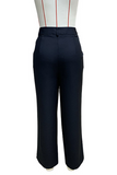 Casual Daily Pocket Buttons Loose High Waist Straight Bottoms(3 Colors)