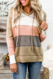 Casual Daily Stripe Weave Contrast Hooded Sweaters