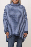 Casual Stripe Contrast Turtleneck Sweaters(5 Colors)