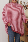 Casual Stripe Contrast Turtleneck Sweaters(5 Colors)