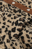 Casual Leopard Pocket Buttons Patchwork O Neck Outerwear