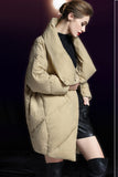 Casual Pocket Patchwork Turndown Collar Outerwear(Down content 86%~90%)(3 Colors)