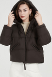 Casual Pocket Zipper White duck down Hooded Outerwear(Down content 86%~90%)(4 Colors)