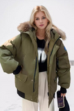 Casual Pocket Zipper Fluffy Down cotton Hooded Outerwear(3 Colors)