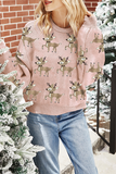 Casual Wapiti Jacquard Contrast O Neck Sweaters