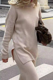 Casual Solid Color Slit Turtleneck Sweaters(8 Colors)