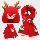 Christmas Reindeer Antler Scarf Hat Gloves Three Piece Set(3 Colors)