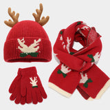 Christmas Reindeer Antler Scarf Hat Gloves Three Piece Set(3 Colors)