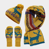 Christmas Reindeer Pattern Pattern Hat Scarf Gloves Set(6 Colors)