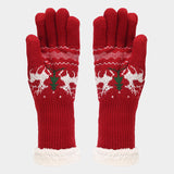 Christmas Reindeer Pattern Pattern Hat Scarf Gloves Set(6 Colors)