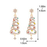 Daily Christmas Tree Hollow Out Rhinestone Decor Earrings(9 Colors)