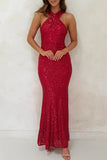 Sexy Formal Elegant Sequins Backless V Neck Long Dresses(4 Colors)