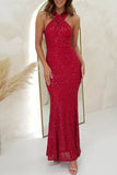 Sexy Formal Elegant Sequins Backless V Neck Long Dresses(4 Colors)