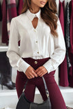 Elegant Hollow Out Buttons Turndown Collar Blouses(3 Colors)