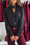 Elegant Hollow Out Buttons Turndown Collar Blouses(3 Colors)