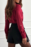 Casual Daily Buttons Turndown Collar Blouses(4 Colors)