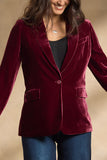 Casual Buttons Slit Velvet Turn-back Collar Outerwear(4 Colors)