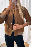 Casual Pocket Buttons O Neck Outerwear