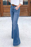 Casual Solid Patchwork Boot Cut Denim Jeans