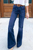 Casual Solid Patchwork Boot Cut Denim Jeans