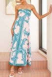 Casual Vacation Floral Print Contrast Strapless Strapless Dresses