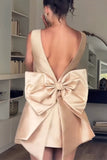 Sexy Party Backless Bow Decor Square Neck Sleeveless Dresses