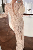 Sexy Lace See-Through Strap Design V Neck Lace Dress Dresses