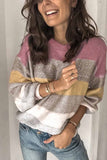 shirtstylespot Loose Round Neck Multicolor Knit Sweater