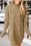 Casual Solid Patchwork Turtleneck Long Sleeve Dress Dresses(6 Colors)