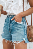 Casual Patchwork Tassel Mid Waist Straight Denim