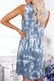 Fashion Simplicity Tie Dye O Neck A Line Dresses(5 cOLORS)