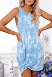 Fashion Simplicity Tie Dye O Neck A Line Dresses(5 cOLORS)