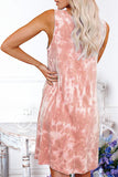 Fashion Simplicity Tie Dye O Neck A Line Dresses(5 cOLORS)