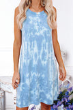 Fashion Simplicity Tie Dye O Neck A Line Dresses(5 cOLORS)