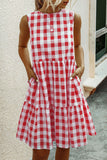 Fashion Street Plaid Patchwork O Neck Princess Dresses(3 Colors)