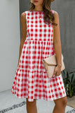 Fashion Street Plaid Patchwork O Neck Princess Dresses(3 Colors)