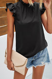 Fashion Street Solid Patchwork O Neck Tops