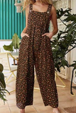 Casual Floral Pocket Square Collar Regular Jumpsuits