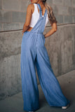 Fashion Casual Solid Pocket Spaghetti Strap Loose Jumpsuits(3 Colors)