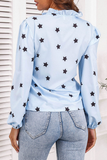 Casual Elegant The stars Patchwork Stringy Selvedge V Neck Tops