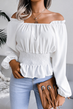 Fashion Elegant Solid Patchwork Flounce Off the Shoulder Tops