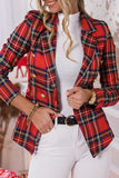 Fashion Street Plaid Patchwork Turn-back Collar Outerwear(4 Colors)