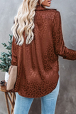 Elegant Leopard Buckle Turndown Collar Tops(4 Colors)