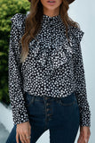 Fashion Casual Polka Dot Patchwork O Neck Tops